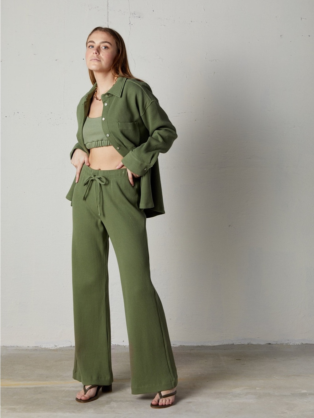DONNI / Thermal Button Down in Sage